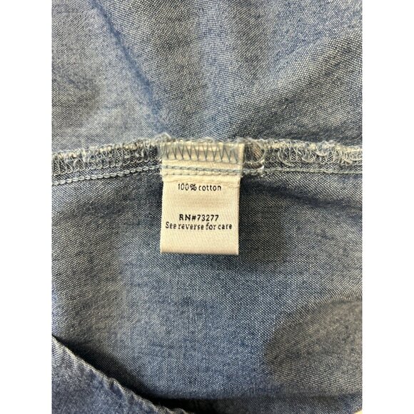 Croft & Barrow Medium Denim Button-Up Shirt 100% Cotton Blue Long Sleeve - Picture 5 of 8